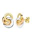 Pendientes de oro bicolor 18k nudo de tres aros diseño griego